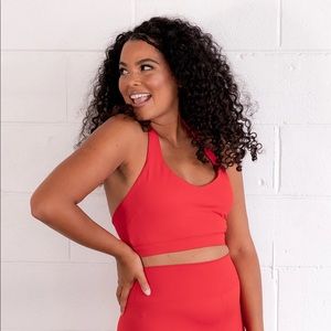 Rare Sport “Wild” Open Back Halter Sports Bra. Size Small, in Red.